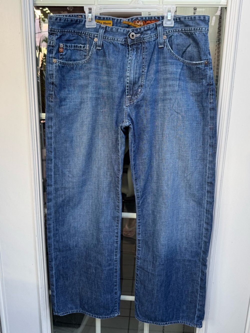 X😻Ag Adriano Goldschmied Relaxed Straight Blue Jeans 36x32